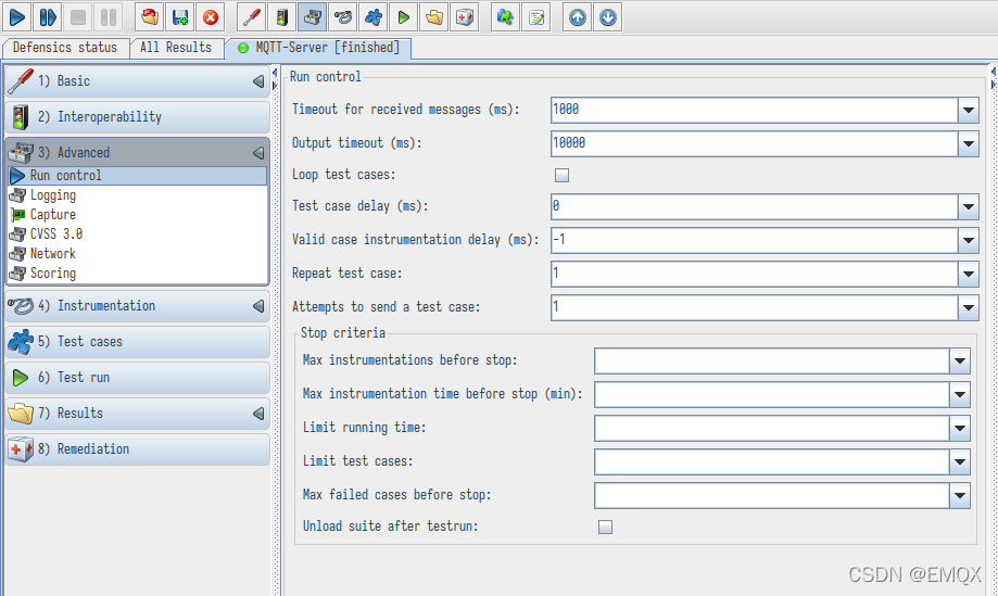 Defensics Test Case Run Control